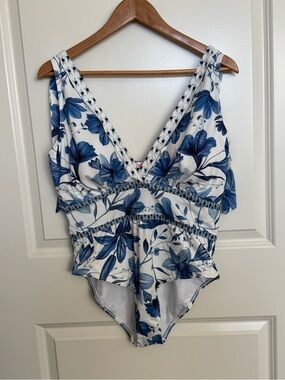 The Chic Hero Blue Floral One-Piece Swimsuit